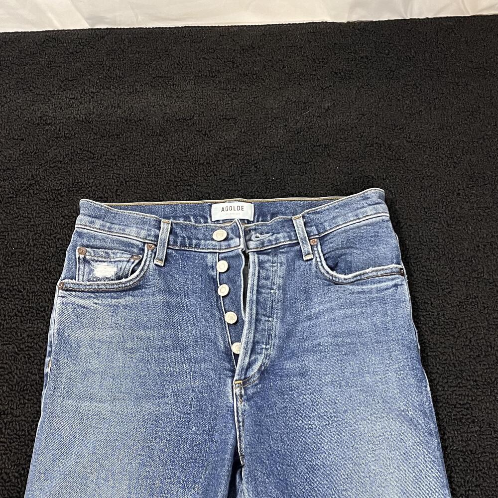 Agolde Jeans Womens 26 Blue Nico High Rise Distressed Button Fly Stretch Denim